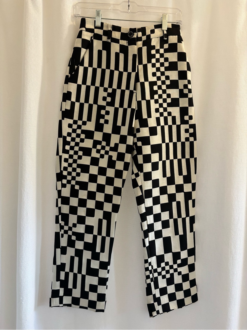 Black & White Checkerboard Straight-Leg Pants sz 2/4